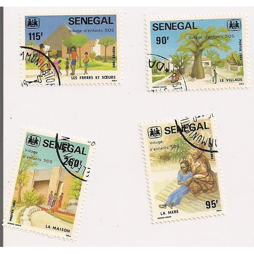 Senegal- Lot De 4 Timbres Oblitérés- Villages D'enfants Sos