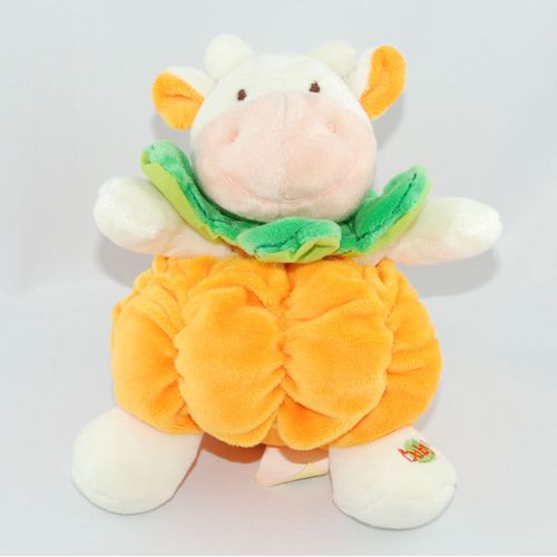 Babynat Doudou Orange La Vache Vert Blanc