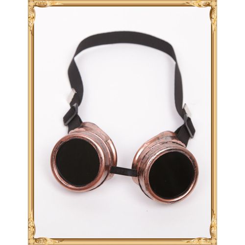 Lunettes Style Steampunk Aviateur Rondes Cuivre Roux Plastique Dur Vis Métal Verres Doubles Dévissables Costume Cosplay Mode Style Gothique Punk Black Sugar Boutique Cosplay Paris