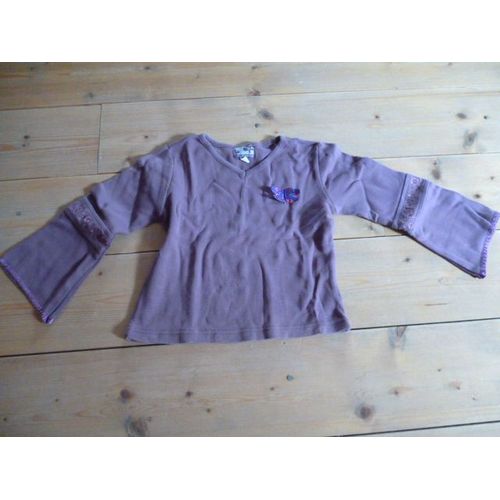 Top Vynil Fraise Violet 5 Ans Manches Longues Papilon Brillant
