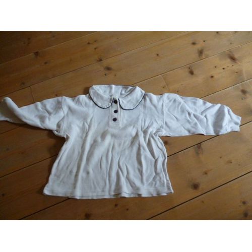 Polo À Manches Longues Blanc 5 Ans