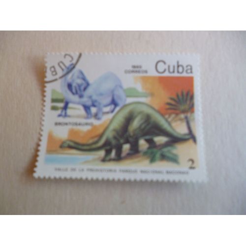 Timbre " Cuba 1985 :Brontosaure".Vallée De La Préhistoire.