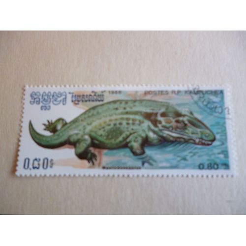 Timbre "Cambodge 1986 :Mastodonsaurus".