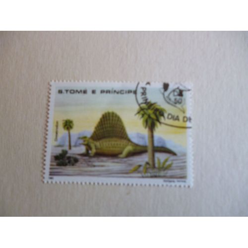 Timbre "Tome Et Principe 1982 :Dimetrodon".