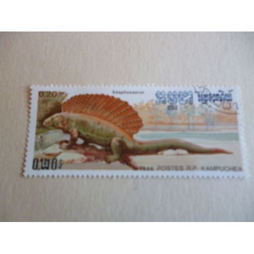 Timbre "Cambodge 1986 :Edaphosaurus".