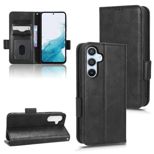 Étui Pour Samsung Galaxy A54 5g Support De Visualisation Cuir Pu 3 Titulaire De La Carte Couverture Rabotant Portefeuille - Noir