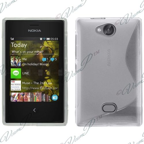 Coque Silicone Pour Nokia Asha 503/ 503 Dual Sim Gel Motif S Au Dos - Transparent