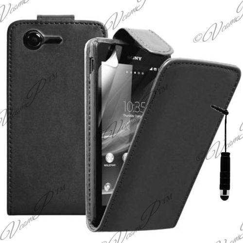 Etui Simili Cuir Pour Sony Xperia M2 4.8" - Noir + Mini Stylet