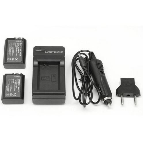 2x NP-FW50 Batterie  + Chargeur pour Sony SLT-A35, SLT-A37, SLT-A55V, DSC-RX10 Appareils photo numérique