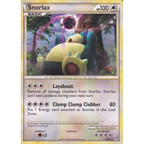 Carte Pokemon - Snorlax ( Ronflex ) - 33/95 - Call Of Legends ( Appel Des Legendes ) - Carte Anglaise -