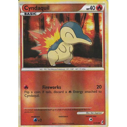 Carte Pokemon - Cyndaquil ( Hericendre ) - 55/95 - Holo Reverse - Call Of Legends ( L'appel Des Legendes ) - Carte Anglaise -