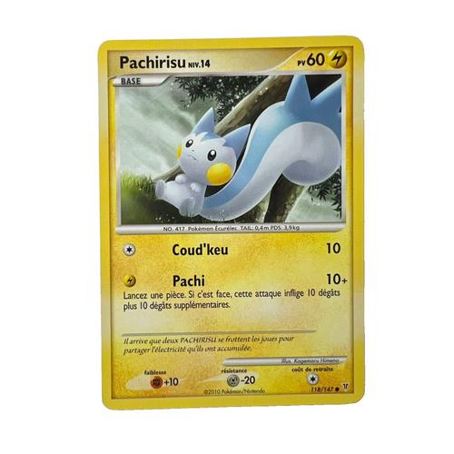 Carte Pokémon Pachirisu | Niv.14 60pv 118/147 Année 2010 Fr