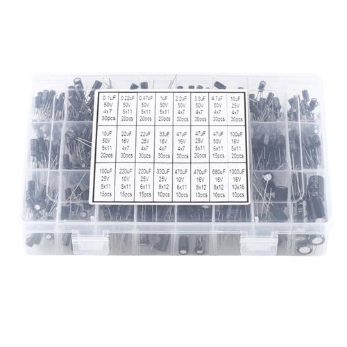 Kit Assorti De Condensateurs éLectrolytiques En Aluminium, 500 PièCes, 24 Valeurs, 10v   50v, 0.1uf à 1000uf