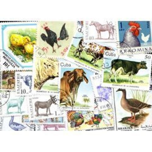 Animaux De La Ferme - 25 Timbres Differents - Tous Pays