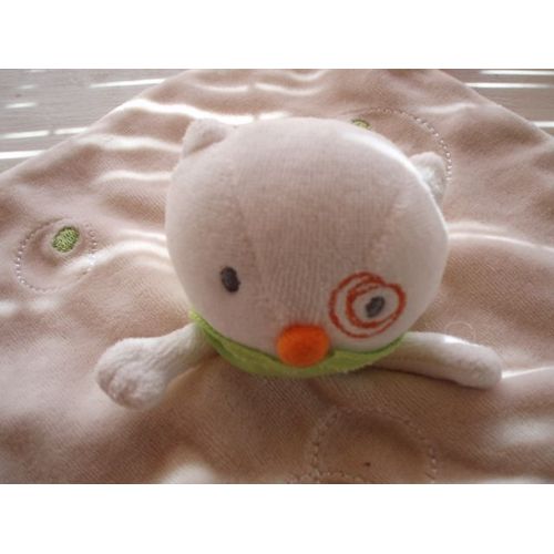 Doudou Chat Plat Creativtoys Crème Dos Orange Cocard Kitchoun