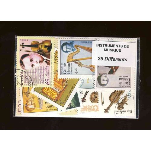 Instruments De Musique 25 Timbres Différents Oblitérés