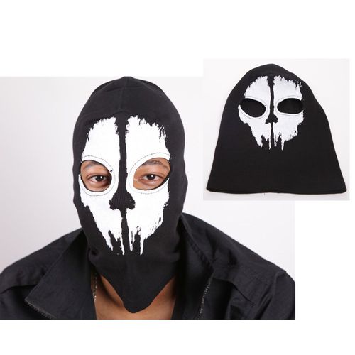 Cagoule Motif Crâne Masque Deux Trous Yeux Tissu Respirant Motif Tête De Mort Ghost Fantôme Tête De Mort Militaire Soldat Armée Halloween Convention Jeu Vidéo Cosplay Costume Boutique Black Sugar Punk