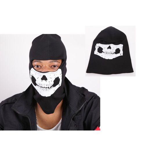 Cagoule Masque Tissu Respirant Motifs Tête De Mort Souriante Ghost Fantôme Militaire Soldat Armée Halloween Convention Jeu Vidéo Cosplay Costume Déguisement Black Sugar