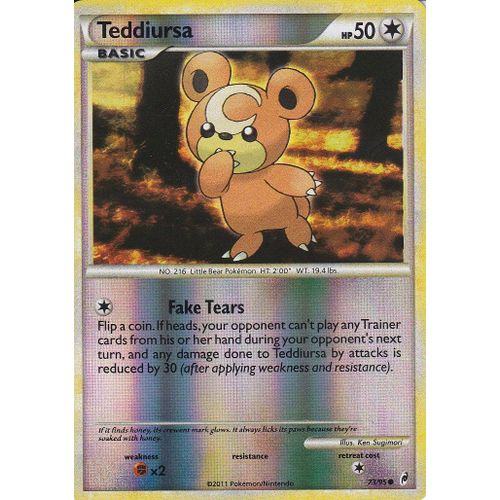 Carte Pokemon - Teddiursa - 73/95 - Holo Reverse - Call Of Legends ( L'appel Des Legendes ) - Carte Anglaise -