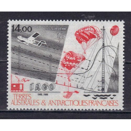 Terres Australes Et Antarctiques Francaises 1986 (Taaf) Poste Aerienne : Recherche Scientifique : Avion, Ballon-Sonde, Sondes Parachutées, Antennes - Timbre 14 F. Noir, Rouge Et Rose Neuf ** Cote 7 ¿
