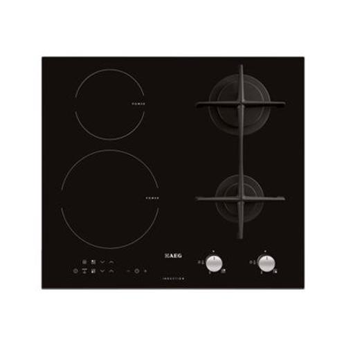 AEG HD634170NB - Table de cuisson mixte induction et gaz - 4 plaques de cuisson - Niche - largeur : 56 cm - profondeur : 49 cm - noir