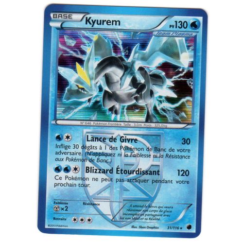 Carte Pokémon 31/116 Kyurem Holo N&b Glaciation Plasma Neuve