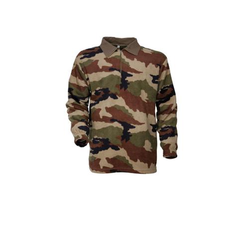 Sous-Pull / Chemise F1 En Polaire Col Zippé Camouflé Armée Française C/E Camo Centre-Europe Camouflage Cam