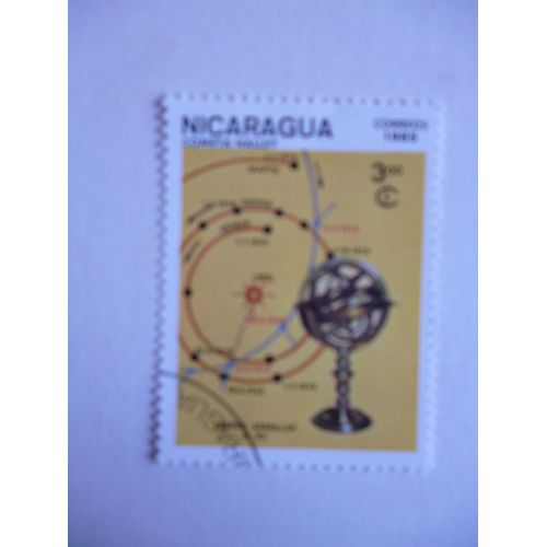 Timbre "Nicaragua 1985 :Comète De Halley:Espera Armillar 15 Siècle".