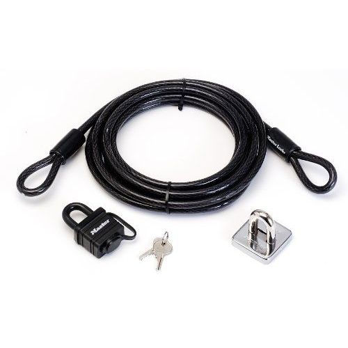 Master Lock Câble En Acier Cadenas À  Boucles Laminé Tressé Point D'ancrage Noir 4.50 M