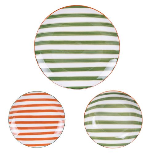 Service D'assiettes 18 Pièces Bahia Vert Et Orange