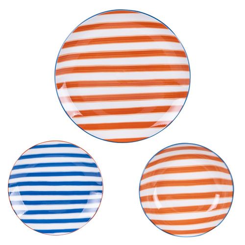 Service D'assiettes 18 Pièces Bahia Orange Et Bleu