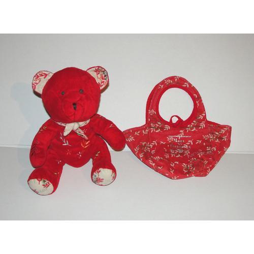 Doudou Peluche Ours Rouge Nocibé Avec Son Sac Ines De La Fressange 2006