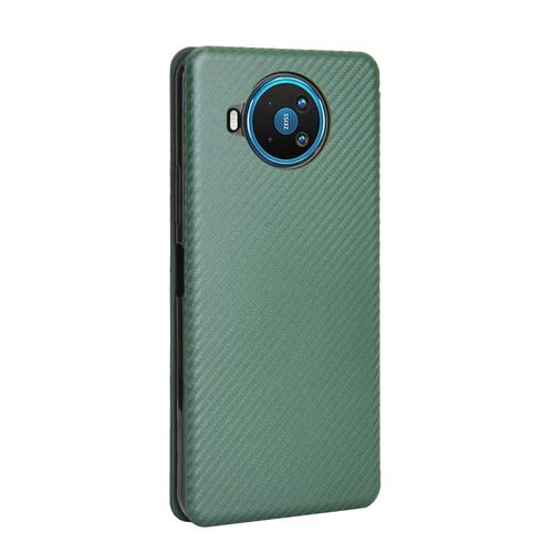 Étui Pour Nokia 8.3 Insertion De Carte Avec Porte-Cartes Kickstand Coque En Cuir Folio Flip Fibre De Carbone Magnétique Protection Complète - Noir