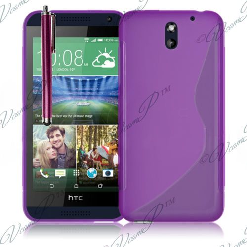 Coque Silicone Pour Htc Desire 610 Gel Motif S Au Dos - Violet + Stylet