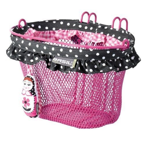 Basil Jasmin Panier Avant Pour Vélo Pour Enfant Motif Babouchka Gris/Rose 30-51 Cm