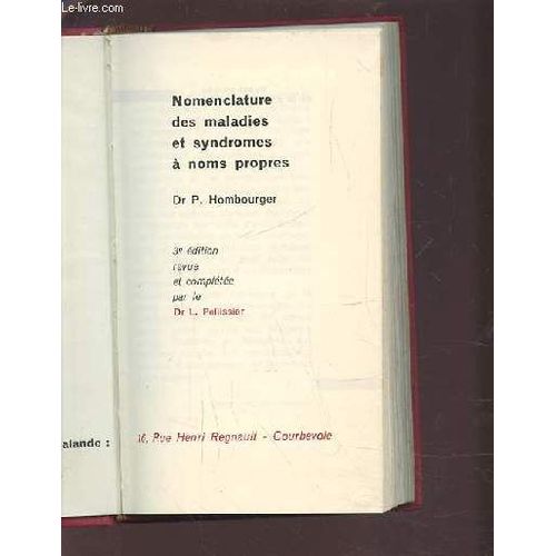 Nomenclature Des Maladies Et Operations A Noms Propres.