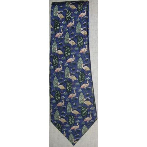 Cravate Hermès En Soie Ref 7361 Pa Bleu Roi Motif Hérons