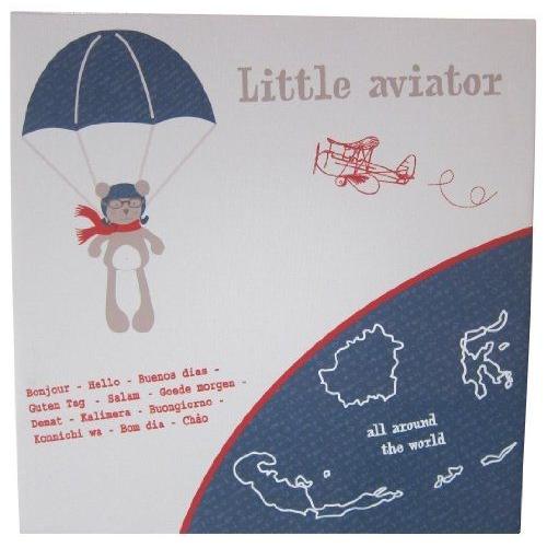 Candide C1013 Image Sur Chassis Toilé Inscription En Anglais Little Aviator Petit Aviateur 38 X 38 Cm