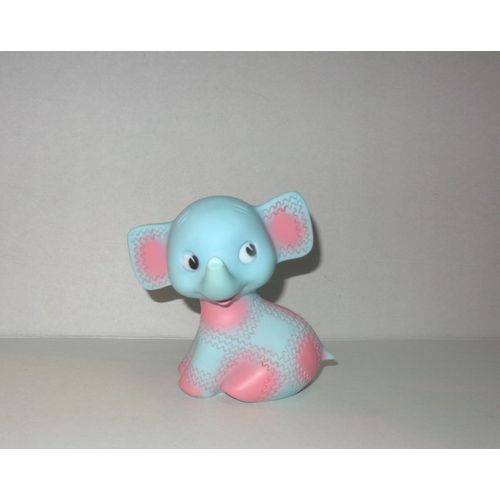 Pouet Pouet Elephant Bleu Et Rose Vintage Delacoste 14cm