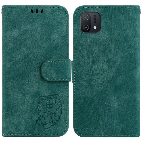 Étui Pour Oppo A16k Carte De Poche Flip Folio Étui Portefeuille Tigre Mignon En Relief Housse De Support - Vert