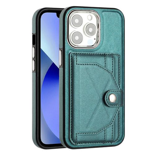 Étui Pour Iphone 15 Pro Max Titulaire De La Carte Cuir Pu Premium Housse De Protection Pour Bécote - Vert