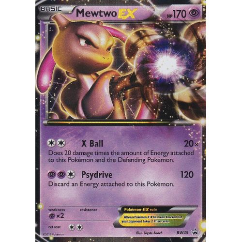 Carte Pokemon - Mewtwo Ex - Bw45 - Ultra Rare - Carte Promotionnel - Carte Anglaise -