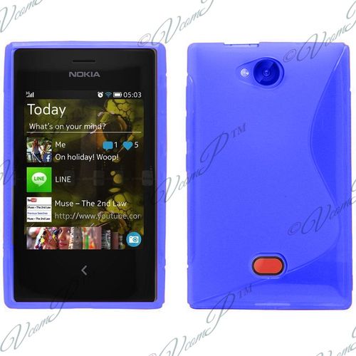 Coque Silicone Pour Nokia Asha 503/ 503 Dual Sim Gel Motif S Au Dos - Bleu