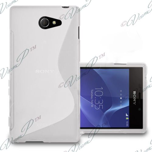 Coque Silicone Pour Sony Xperia M2 4.8" Gel Motif S Au Dos - Blanc