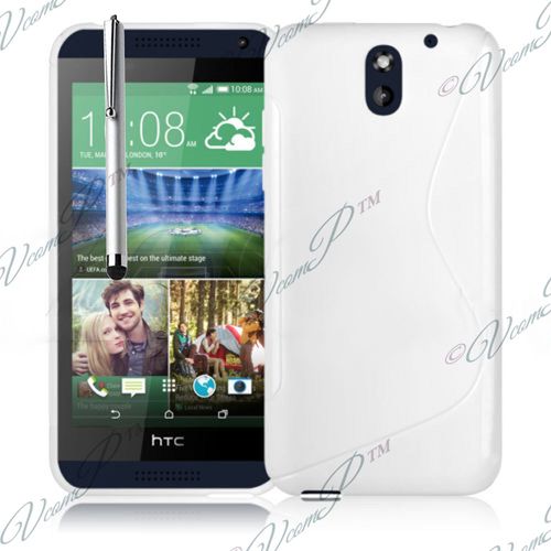 Coque Silicone Pour Htc Desire 610 Gel Motif S Au Dos - Blanc + Stylet