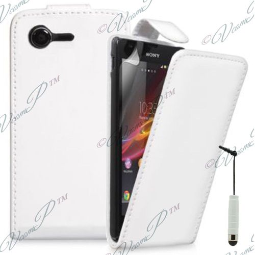 Etui Simili Cuir Pour Sony Xperia M2 4.8" - Blanc + Mini Stylet