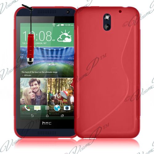 Coque Silicone Pour Htc Desire 610 Gel Motif S Au Dos - Rouge + Mini Stylet