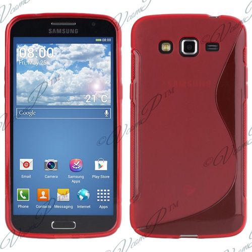 Coque Silicone Pour Samsung Galaxy Grand 2 5.25" Gel Motif S Au Dos - Rouge