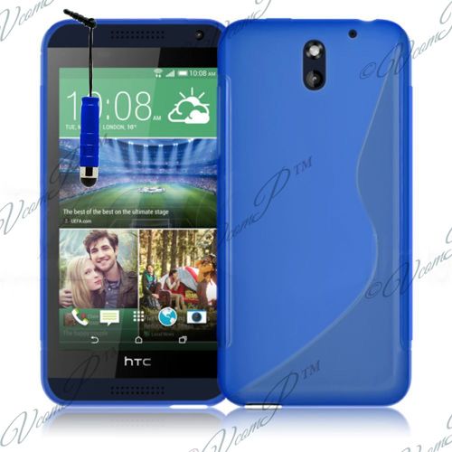 Htc Desire 610 Coque Housse Etui Pochette S Silicone Gel Bleu + Stylet