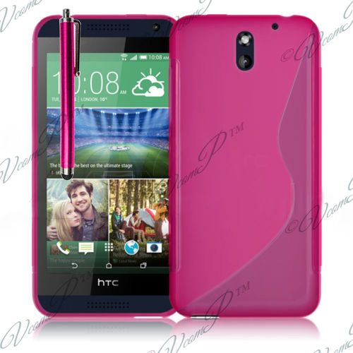Coque Silicone Pour Htc Desire 610 Gel Motif S Au Dos - Rose + Stylet